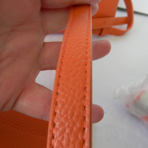 NEW Pom Pom London Original Plus Leather Crossbody Bag w/ Accessories ORANGE - Picture 8 of 8